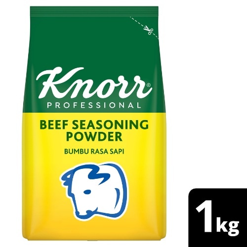 Knorr Bumbu Rasa Sapi 1kg - Knorr Beef Powder, dengan ekstrak daging sapi, menghasilkan kaldu sapi dengan rasa dan aroma daging yang mantap dalam waktu yang singkat! Cocok digunakan untuk berbagai jenis aplikasi